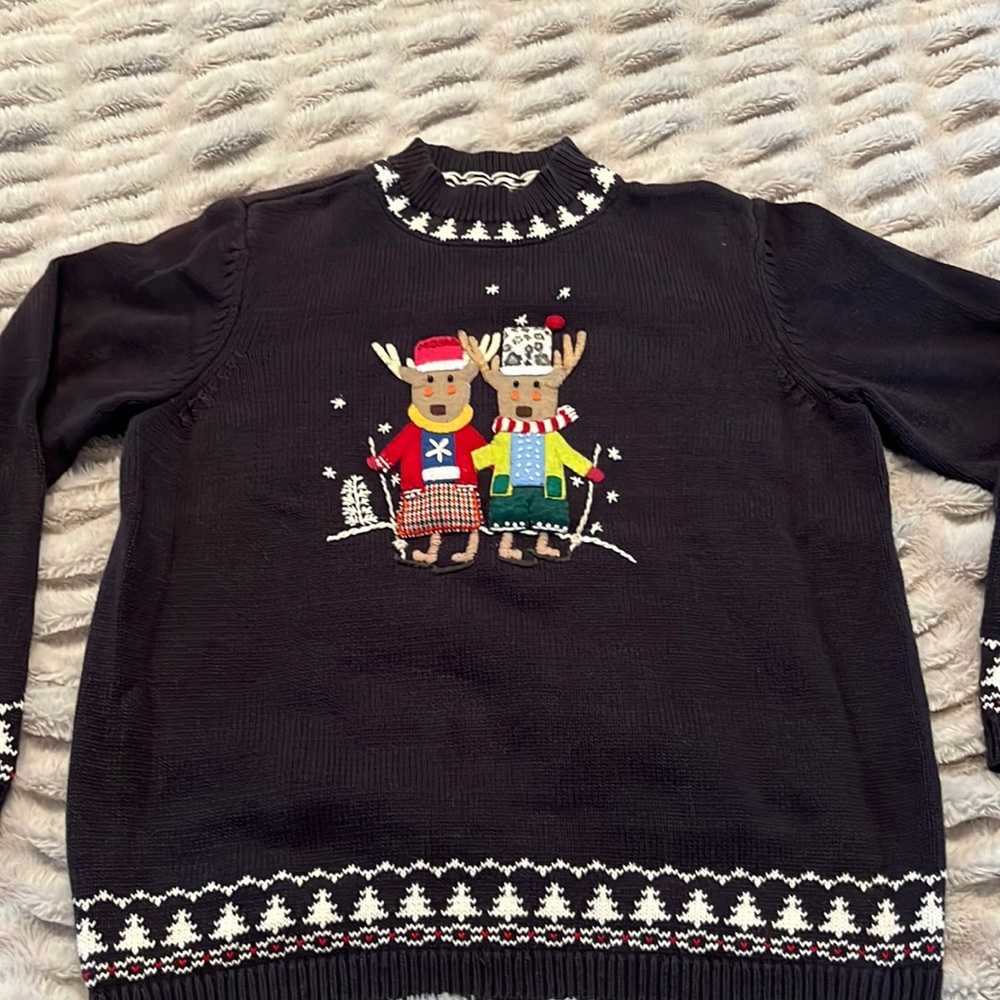 Christopher and Banks Hand Embroidered Christmas Sweater